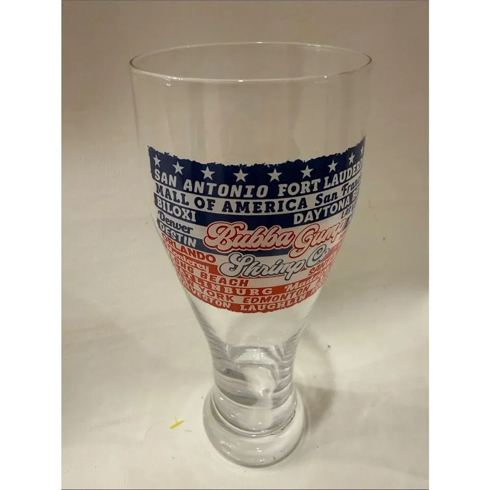Bubba Gump Shrimp Co Restaurant White Blue Orange 20 Oz Beer Bar Cocktail Glass